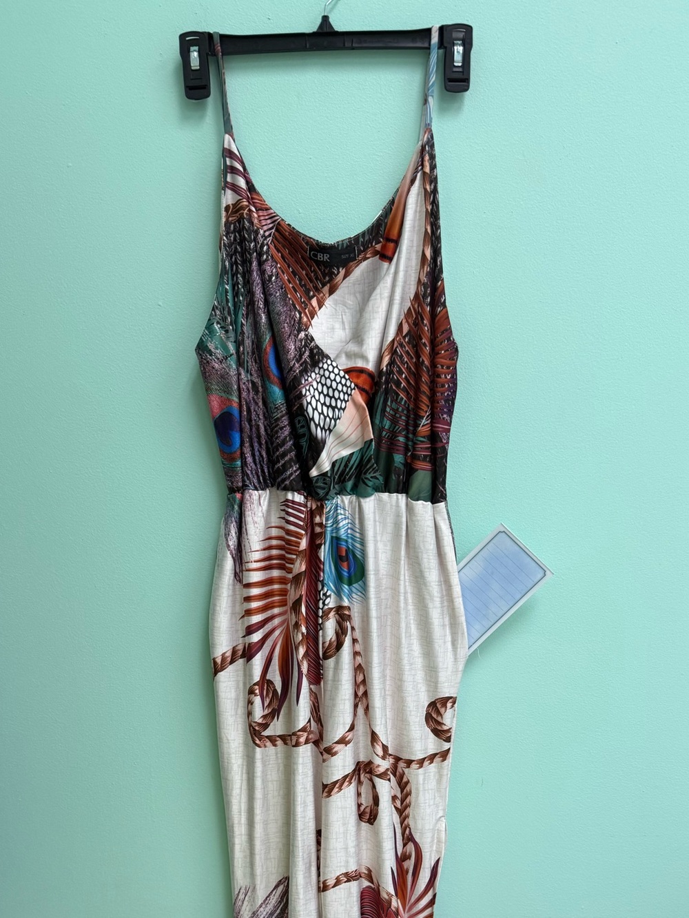 New CBR Tropical Peacock Print Strappy Sleeveless Jumpsuit XL